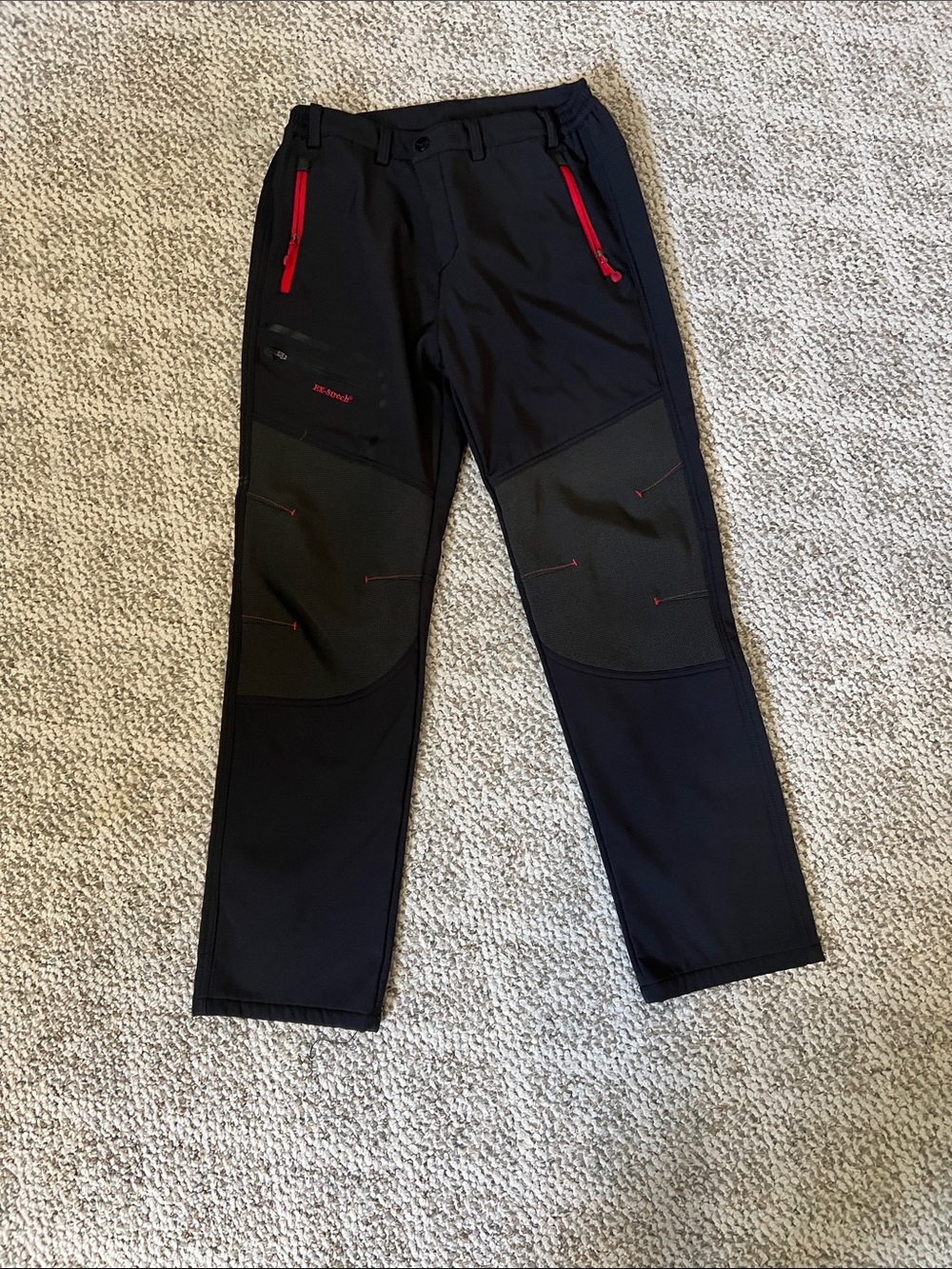 Men's Black Outdoor Softshell Pants with Red Accents